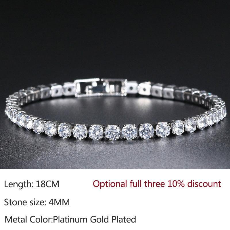 Luxury Shiny Round AAA+ Cubic Zirconia Diamond Tennis Gold Silver Colour Bracelets For Women - The Jewellery Supermarket