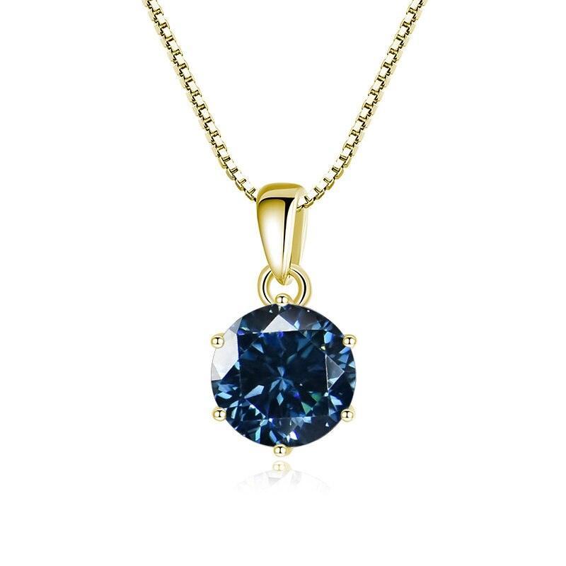 Choice 1 Carat Round Cut VVS Blue Green Colour Real High Quality Moissanite Diamonds Pendants - Fine Jewellery - The Jewellery Supermarket
