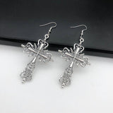 Gothic Design Dark Style Cross Pendant Earrings - Rock Punk Goth Fashion Christian Earrings For Women