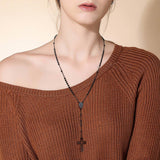 Black Gold Color Stainless Steel Women Cross Rosary Necklace Cross Pendant - Prayer Church Jewellery - The Jewellery Supermarket