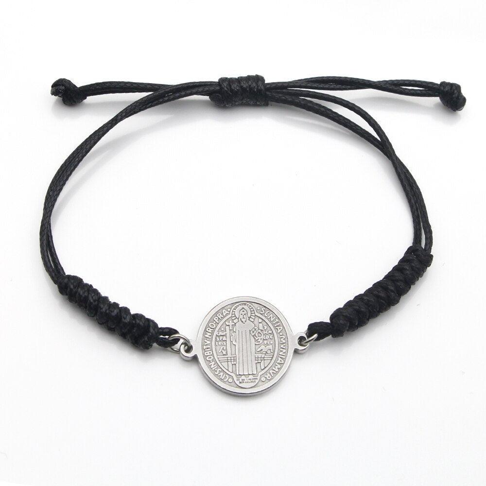 Catholic Religious Belief St. Benedict Cross Stainless Steel Bracelets Chinese Knot Bracelets for Men Women - The Jewellery Supermarket