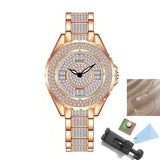 Fashion Bling Simulated Diamonds Gold Rose Gold Silver Original Elegant Ladies Watch With Bracelet Set - Ideal Gift - The Jewellery Supermarket