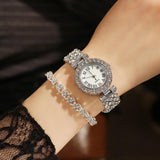 Best Selling Luxury Blig Fashion Brand Simulated Diamonds Steel Band Watch Bracelet Set - Ideal Gifts - The Jewellery Supermarket