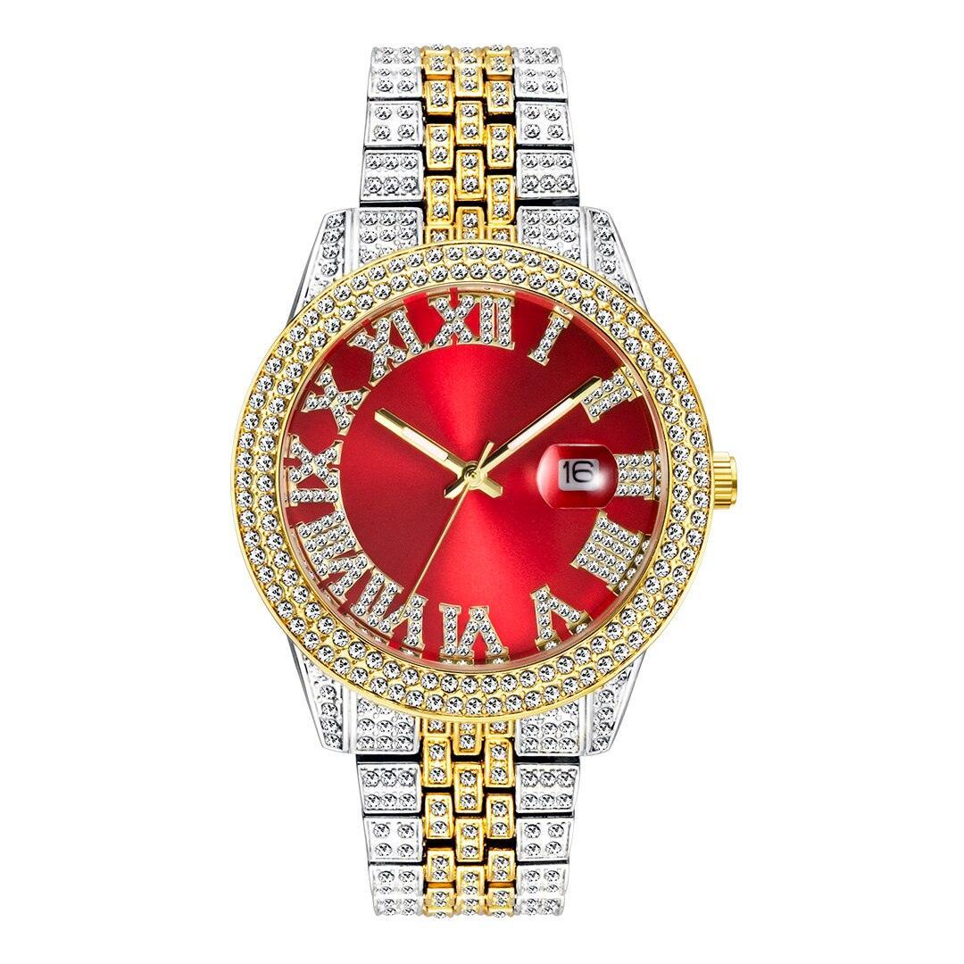 NEW Elegant Stylish Iced Out Simulated Diamond Top Brand Date Waterproof Quartz Fashion Watch - The Jewellery Supermarket