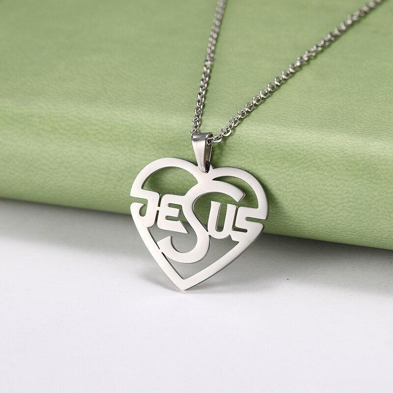 Charming Christian Jesus Heart Stainless Steel Pendant Necklace for Women - Religious Jewellery - The Jewellery Supermarket