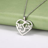 Charming Christian Jesus Heart Stainless Steel Pendant Necklace for Women - Religious Jewellery - The Jewellery Supermarket