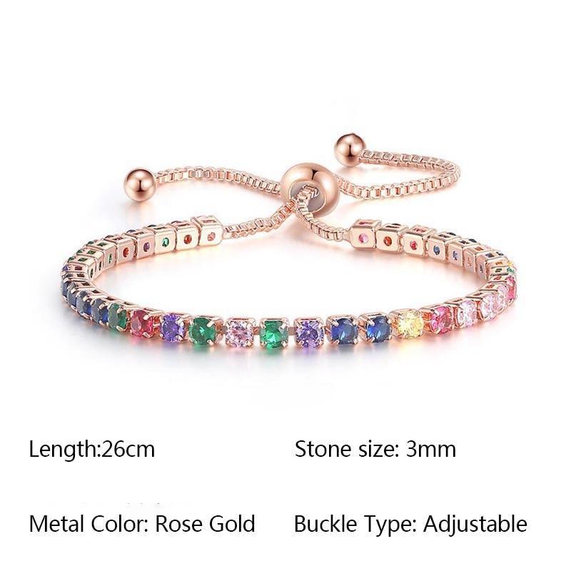 NEW Luxury Cute Multicolor Cubic Zirconia Crystals Charming Hand Made Tennis Bracelets For Women - The Jewellery Supermarket