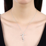 925 Sterling Silver Creative Cross AAA CZ Crystals Pendant Necklace For Women - Fashion Jewellery Ideal Gifts - The Jewellery Supermarket