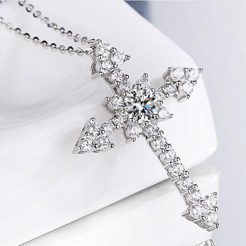 Amazing Real D Color 1 Carat High Quality Moissanite Diamonds Cross Pendant Necklace - Fine Jewellery - The Jewellery Supermarket