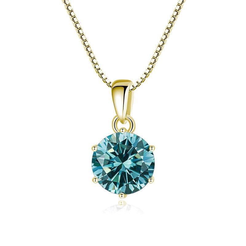 Choice 1 Carat Round Cut VVS Blue Green Colour Real High Quality Moissanite Diamonds Pendants - Fine Jewellery - The Jewellery Supermarket