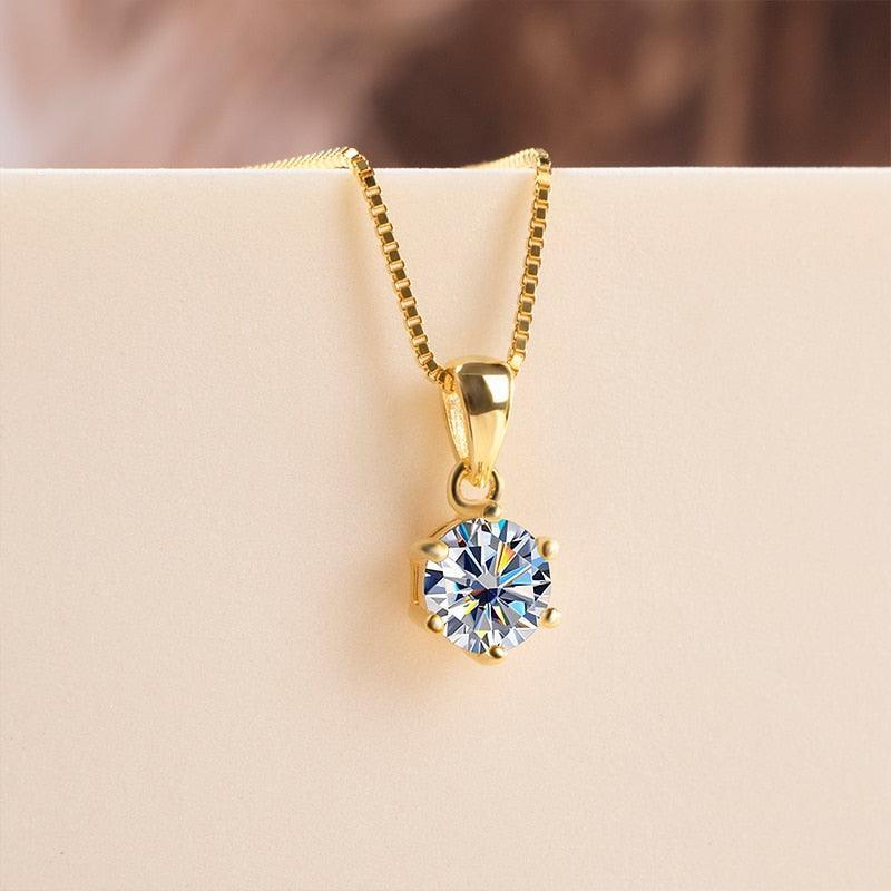 Choice 1 Carat Round Cut VVS Blue Green Colour Real High Quality Moissanite Diamonds Pendants - Fine Jewellery - The Jewellery Supermarket