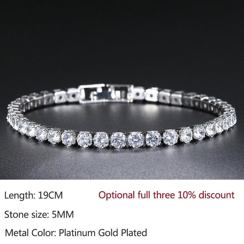 Luxury Shiny Round AAA+ Cubic Zirconia Diamond Tennis Gold Silver Colour Bracelets For Women - The Jewellery Supermarket