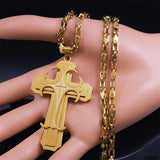 Glorious Stainless Steel Gold Colour Christ God Chain Big Cross Necklace - Christian Jewellery - The Jewellery Supermarket