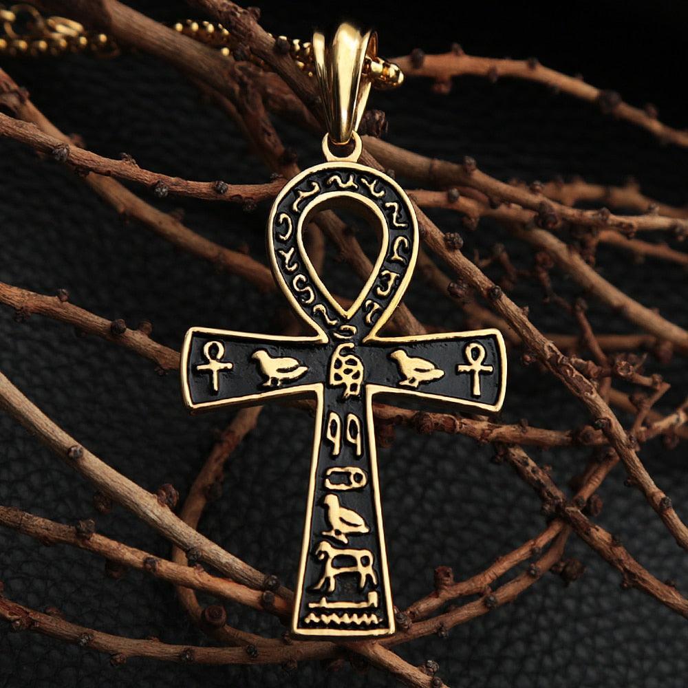 NEW Ancient Egyptian Ankh Cross Stainless 316L Steel Amulet Necklace For Men Women - The Jewellery Supermarket