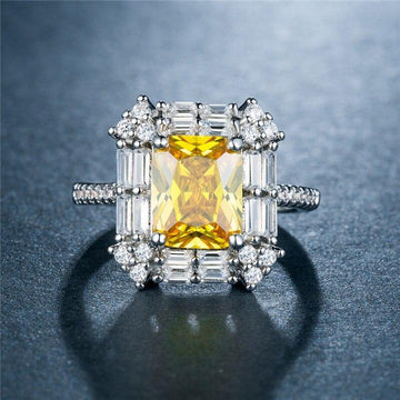 Dazzling Luxury AAA+ Cubic Zirconia Diamonds Yellow Engagement Ring - The Jewellery Supermarket