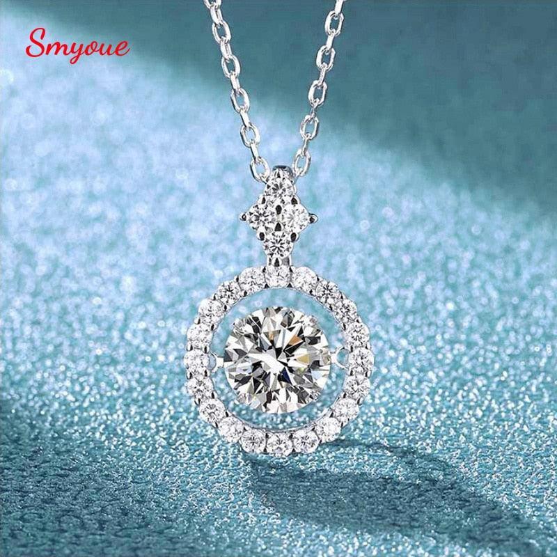 Dancing Diamond Design 1/0.8 CT Round Cut VVS High Quality Moissanite Diamonds Necklace Luxury Jewellery - The Jewellery Supermarket
