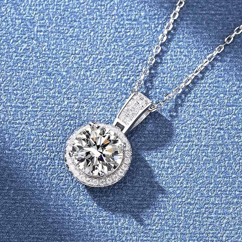 Sensational Classic Round Cut 2CT 8MM High Quality Moissanite Diamonds Necklace - Luxury Jewellery - The Jewellery Supermarket