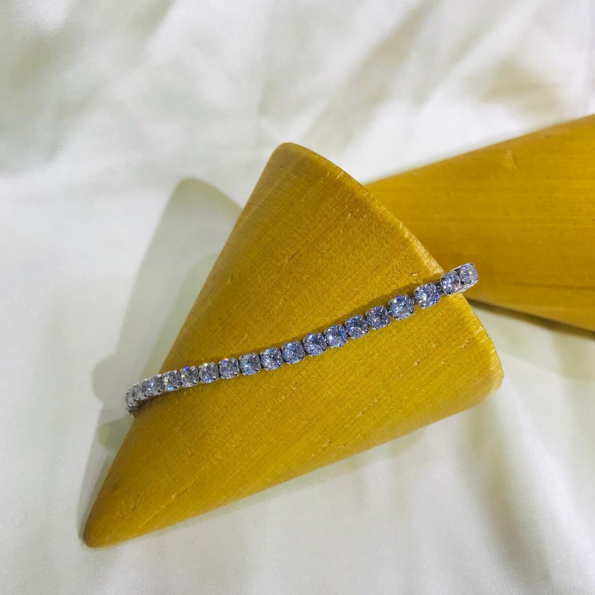 EXQUISITE Charming AAA+ Cubic Zirconia Simulated Diamonds Gold Colour Tennis Bracelets - The Jewellery Supermarket