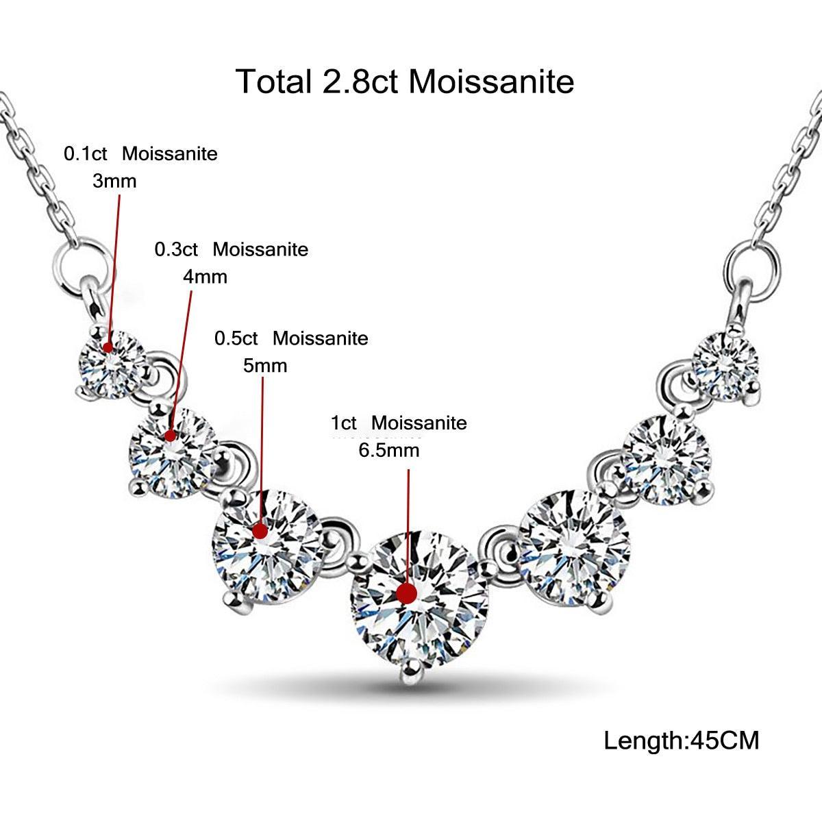 Dazzling 1ct, 0.5ct, 0.3ct,0.1ct High Quality Moissanite Diamonds Necklace For Women - Luxury Jewellery - The Jewellery Supermarket