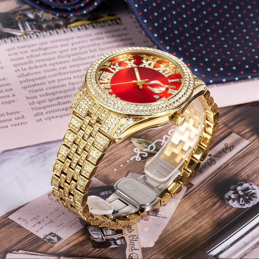 NEW Elegant Stylish Iced Out Simulated Diamond Top Brand Date Waterproof Quartz Fashion Watch - The Jewellery Supermarket