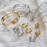 BEST SELLER New Design Hollow Roman Numerals Stainless Steel Jewellery Set for Women  - Fashion Jewellery - The Jewellery Supermarket