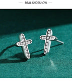 Popular Cross Dazzling Silver AAA+ Zircon Stud Fashion Classic Earrings - Fine Christian Jewellery - The Jewellery Supermarket