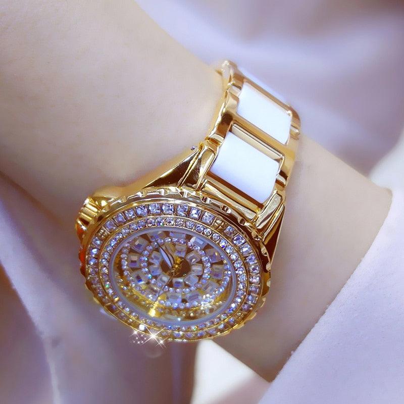 Luxury Women Gold Bracelet Diamond Watch - The Jewellery Supermarket