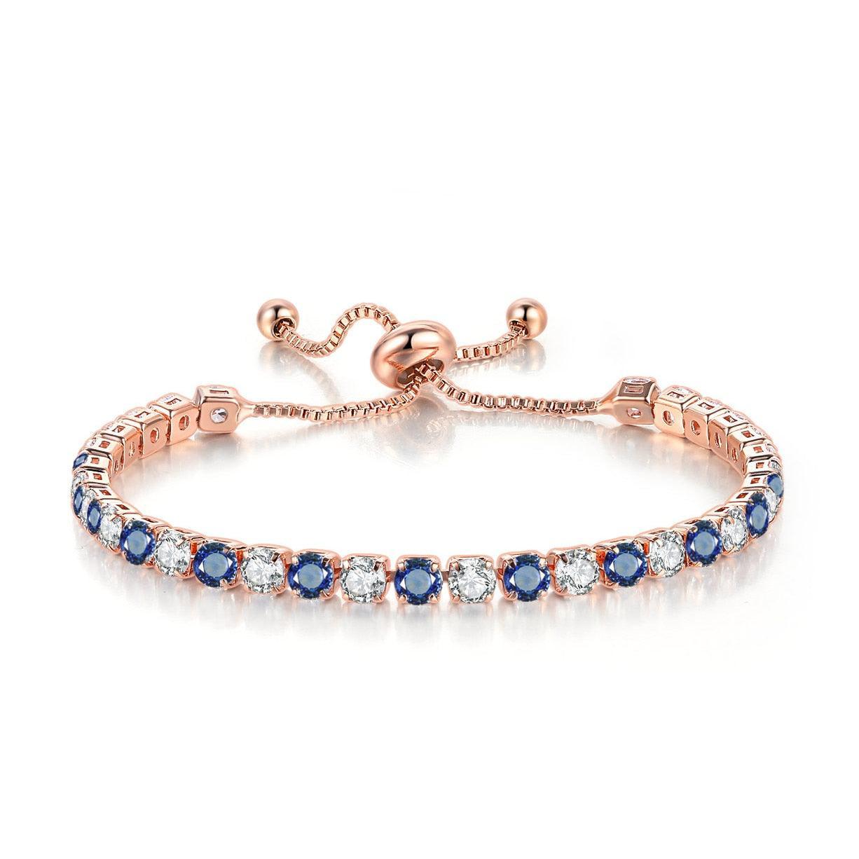 CHARMING Adjustable Colorful Birthstone AAA CZ Crystals MUlticolour Tennis Bracelets for Women - The Jewellery Supermarket