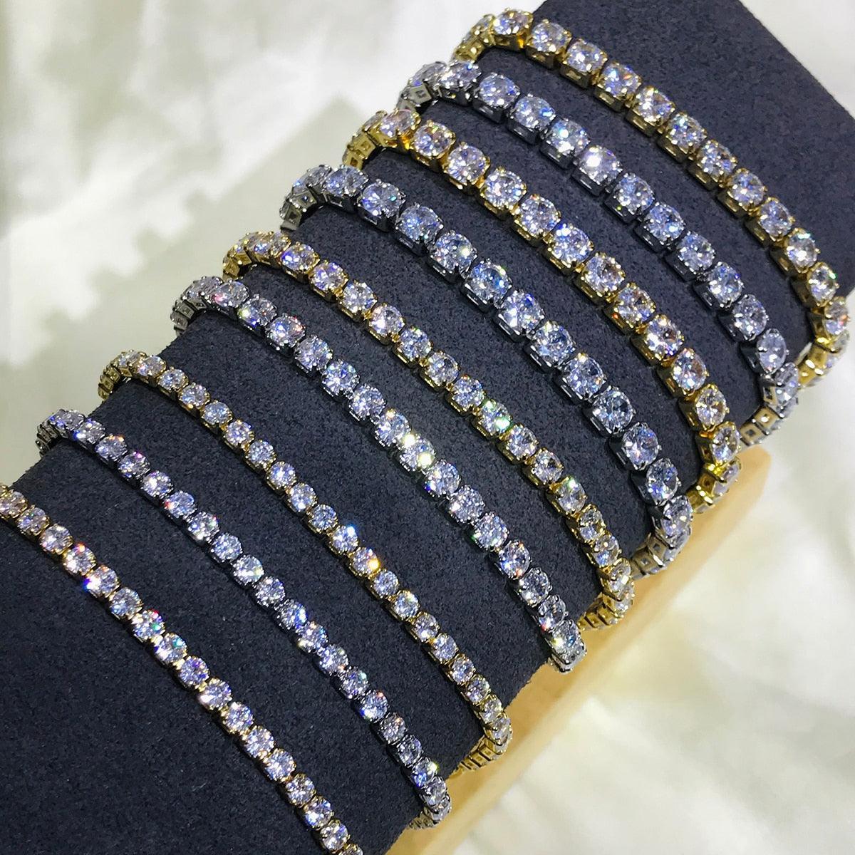 EXQUISITE Charming AAA+ Cubic Zirconia Simulated Diamonds Gold Colour Tennis Bracelets - The Jewellery Supermarket