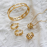 BEST SELLER New Design Hollow Roman Numerals Stainless Steel Jewellery Set for Women  - Fashion Jewellery - The Jewellery Supermarket