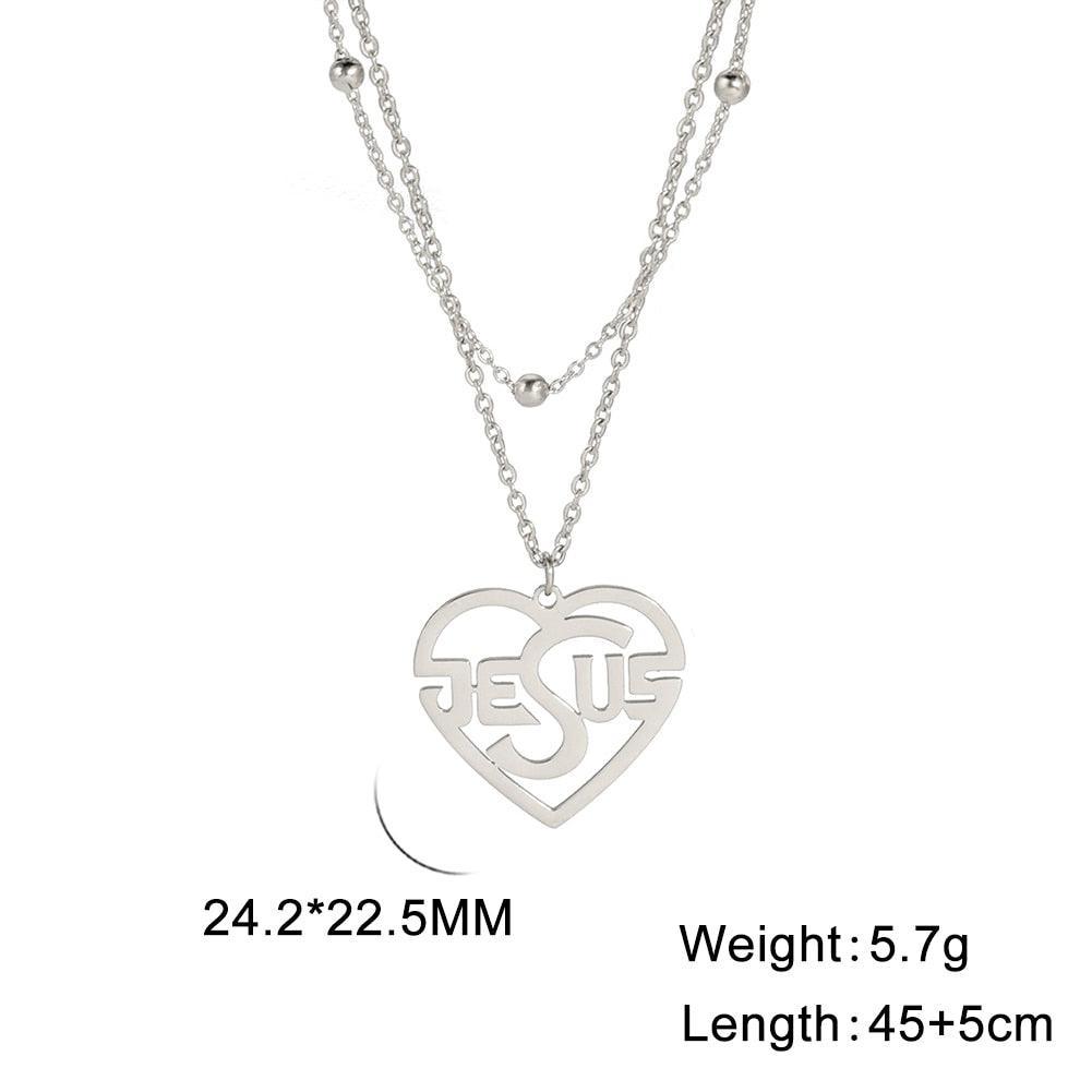 Charming Christian Jesus Heart Stainless Steel Pendant Necklace for Women - Religious Jewellery - The Jewellery Supermarket