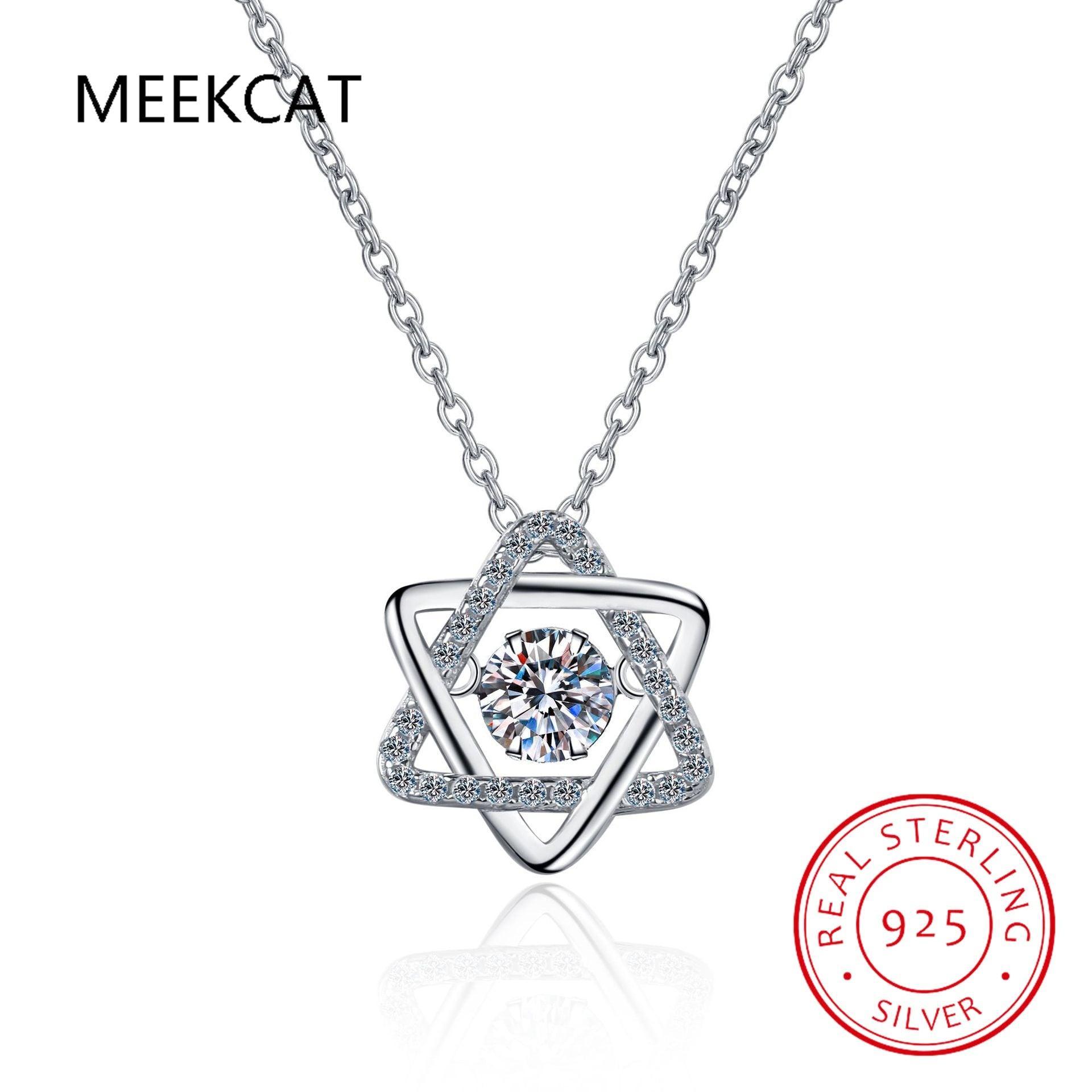 NEW Dancing Zircon Star of David Hexagram Gemstone 925 Silver Necklace - The Jewellery Supermarket