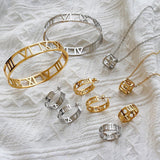 BEST SELLER New Design Hollow Roman Numerals Stainless Steel Jewellery Set for Women  - Fashion Jewellery - The Jewellery Supermarket