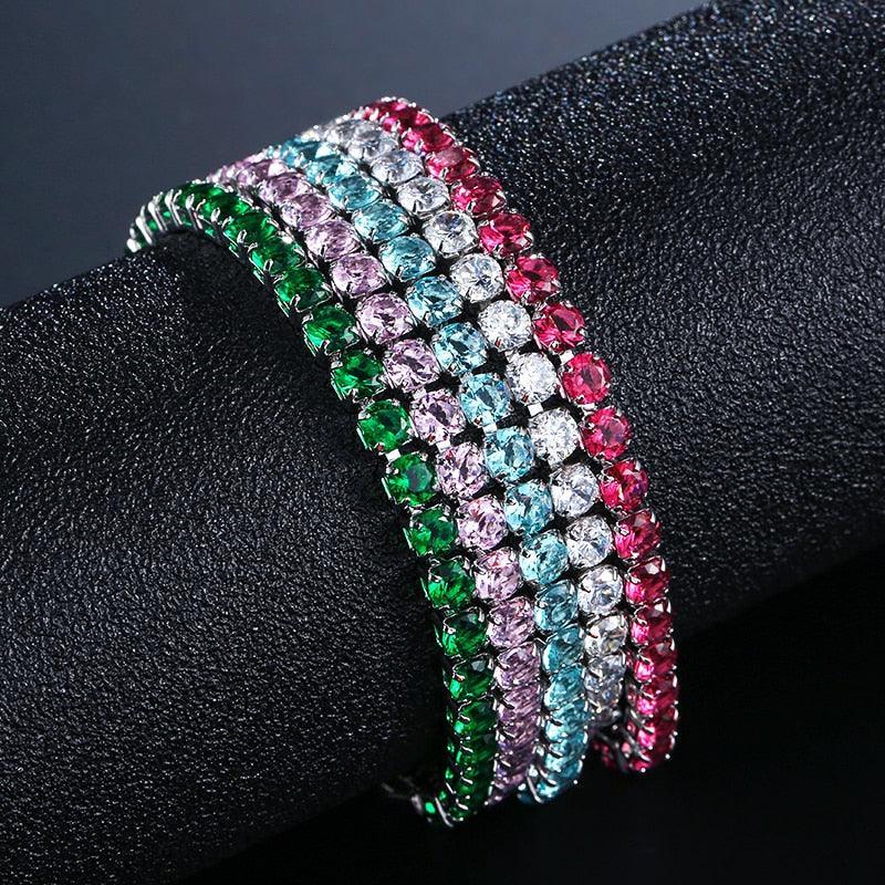 OUTSTANDING Round AAA+ Cubic Zirconia Simulated Diamonds Tennis Bracelets for Women - The Jewellery Supermarket