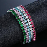OUTSTANDING Round AAA+ Cubic Zirconia Simulated Diamonds Tennis Bracelets for Women
