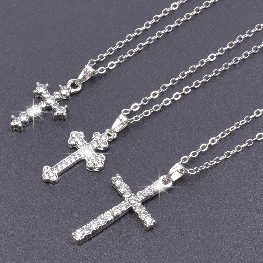 NEW HOT SELLERS - Charming Crystal Rhinestone Christ Crosses Pendant Necklaces For Women - The Jewellery Supermarket