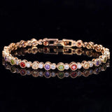 TERRIFIC Multicolor Paved Connected Round AAA+ Cubic Zirconia Simulated Diamonds Rose Gold Colour Tennis Bracelets - The Jewellery Supermarket