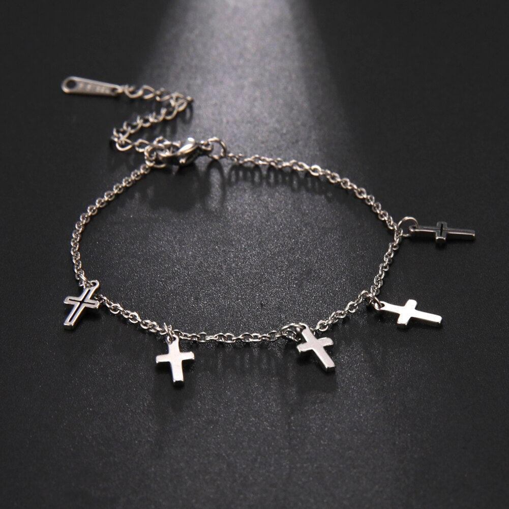Boho Stainless Steel Christian Cross Charm Bracelets for Women - Religious Jewellery  - The Jewellery Supermarket