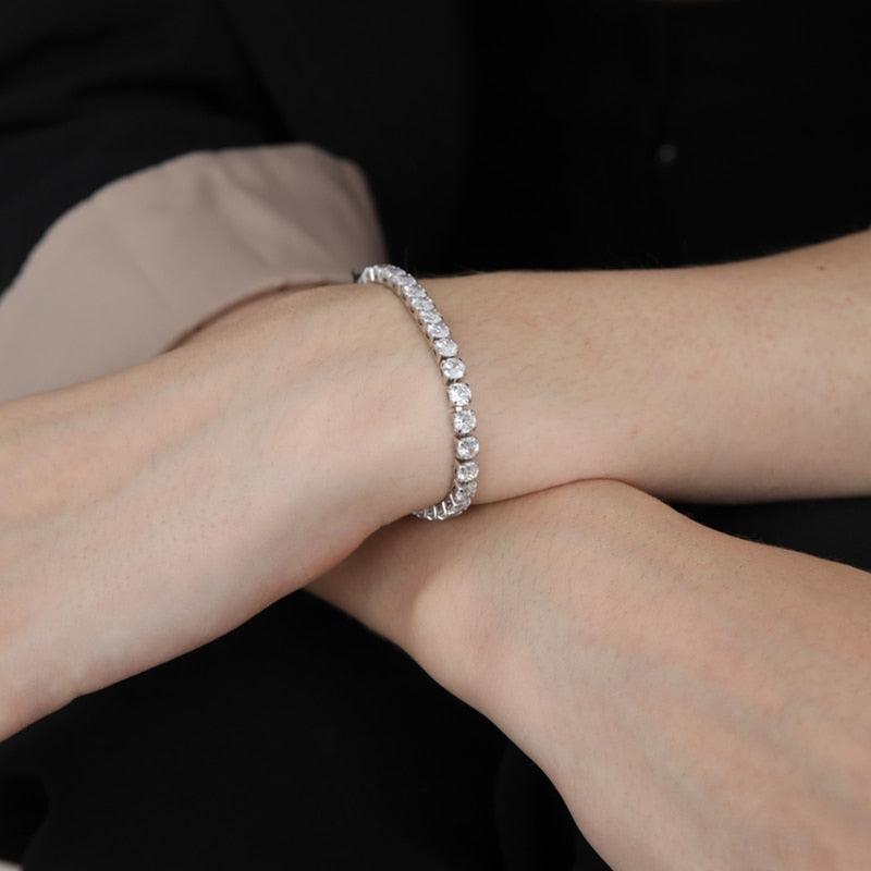 Luxury Shiny Round AAA+ Cubic Zirconia Diamond Tennis Gold Silver Colour Bracelets For Women - The Jewellery Supermarket