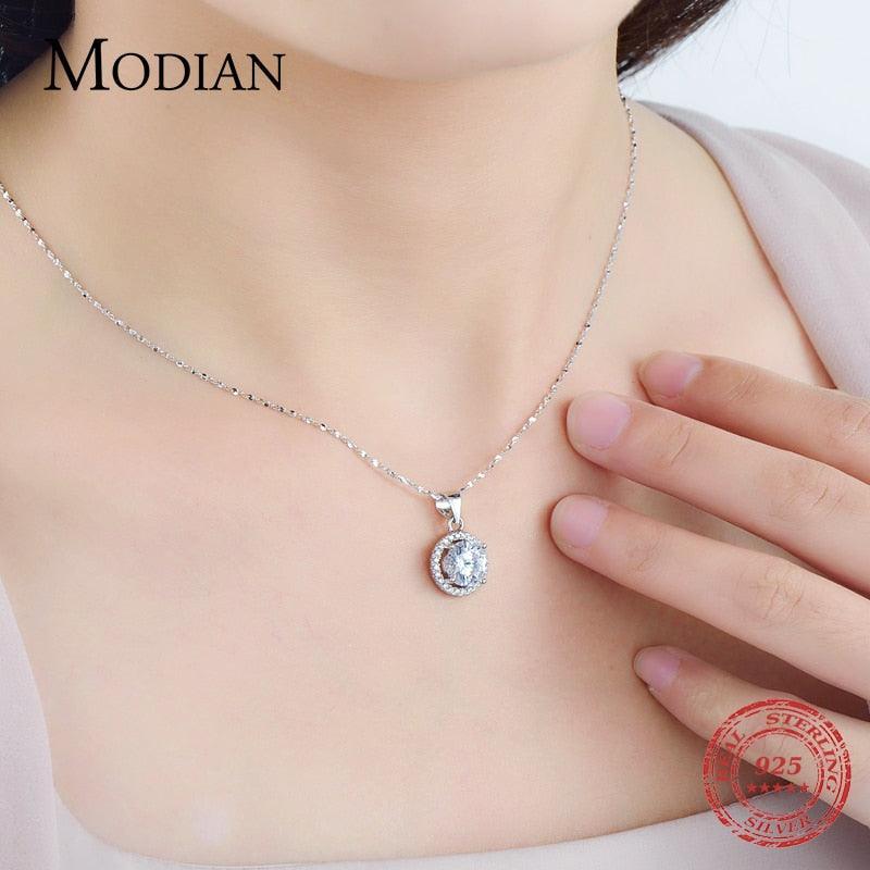 Luxury Women Silver Color Genuine AAA Level Zircon Diamonds Sterling Chain Necklace For Gift Jewelry - The Jewellery Supermarket