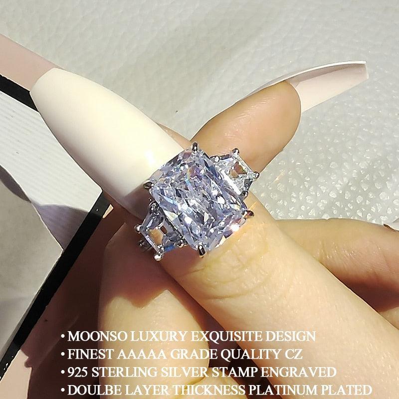 New Arrival Marvelous Luxury Rectangle Cut AAA+ Quality CZ Diamonds Engagement Ring - The Jewellery Supermarket