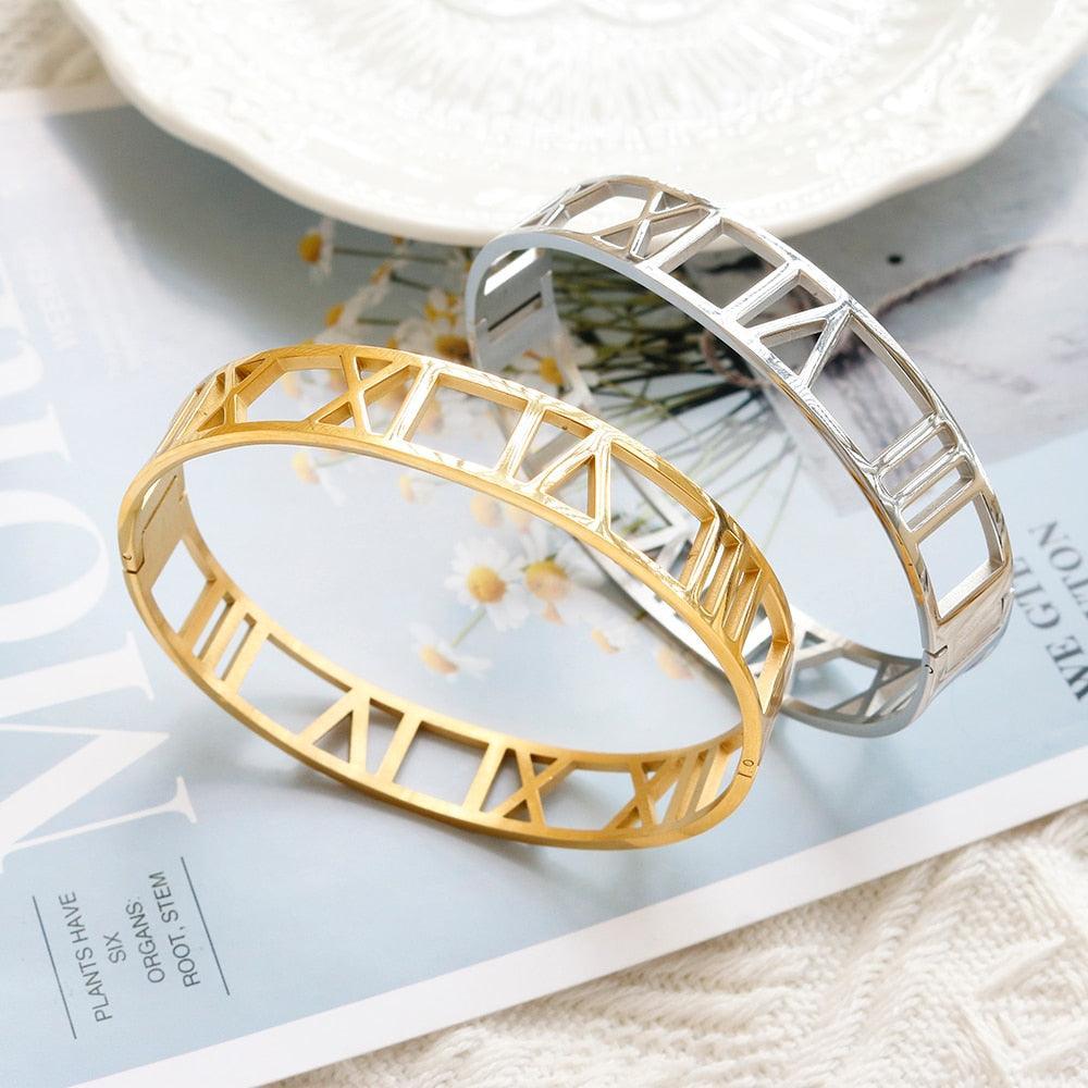BEST SELLER New Design Hollow Roman Numerals Stainless Steel Jewellery Set for Women  - Fashion Jewellery - The Jewellery Supermarket