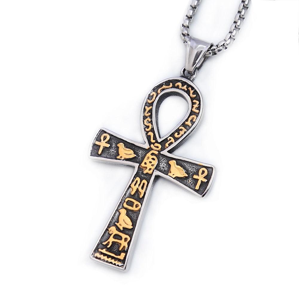 NEW Ancient Egyptian Ankh Cross Stainless 316L Steel Amulet Necklace For Men Women - The Jewellery Supermarket