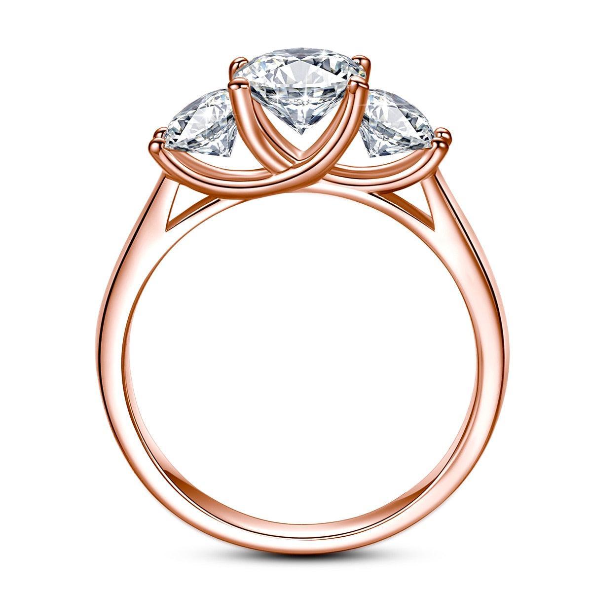 Amazing 3 Stone Total 2ct Genuine High Quality Moissanite Diamonds Rings For Women Luxury Fine Jewellery - The Jewellery Supermarket