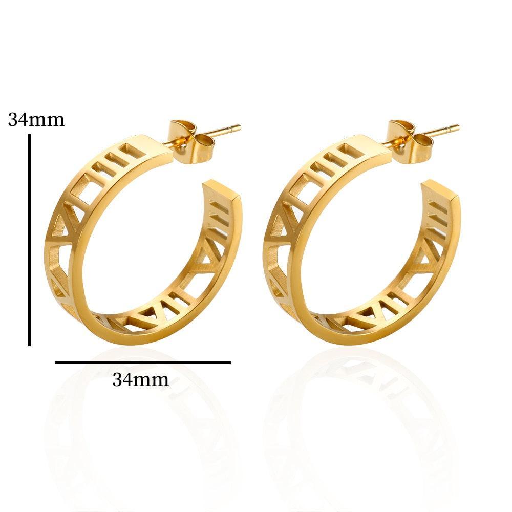 BEST SELLER New Design Hollow Roman Numerals Stainless Steel Jewellery Set for Women  - Fashion Jewellery - The Jewellery Supermarket