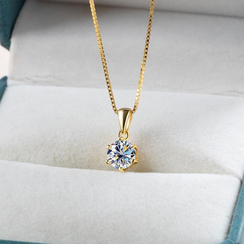Choice 1 Carat Round Cut VVS Blue Green Colour Real High Quality Moissanite Diamonds Pendants - Fine Jewellery - The Jewellery Supermarket