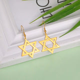 NEW Star of David Gold Silver Color Hollow Hexagram Drop Earrings For Women - The Jewellery Supermarket