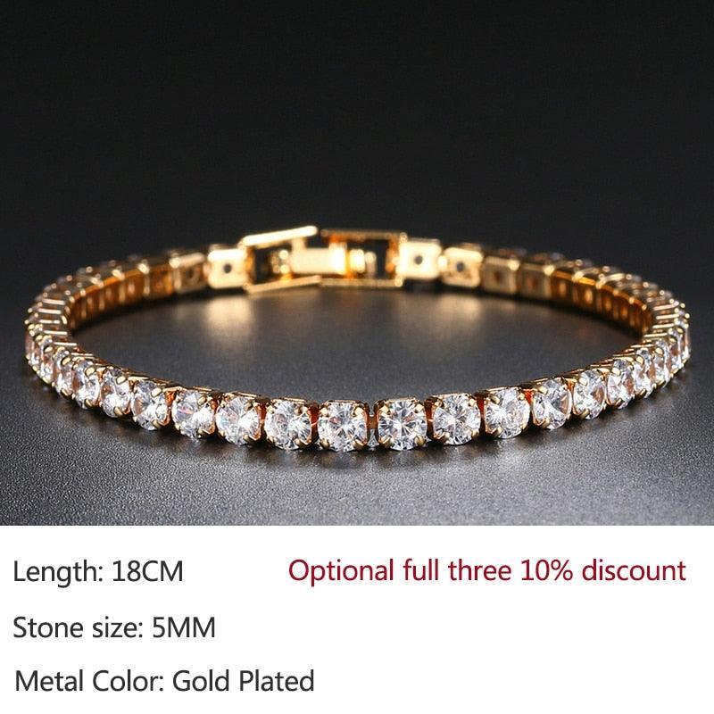 Luxury Shiny Round AAA+ Cubic Zirconia Diamond Tennis Gold Silver Colour Bracelets For Women - The Jewellery Supermarket