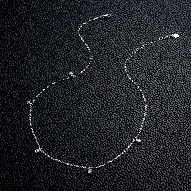 Charming Round Cut 2.5mm D Color High Quality Moissanite Diamonds Charm Choker Necklace - Fine Jewellery - The Jewellery Supermarket