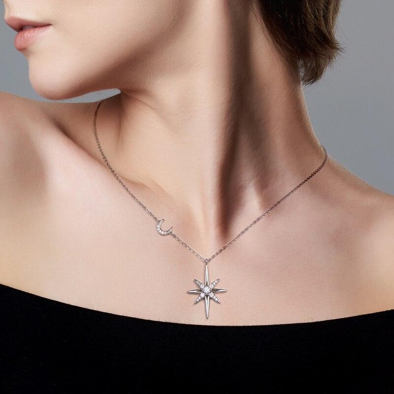 Minimalist 3mm High Quality Moissanite Diamonds Star and Moon Necklace -Birthday Gift - Fine Jewellery - The Jewellery Supermarket